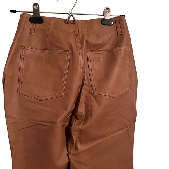 Revolve Leather Pants Camila Coelho Button Crop Camel Size S New $358 - Picture 7 of 8